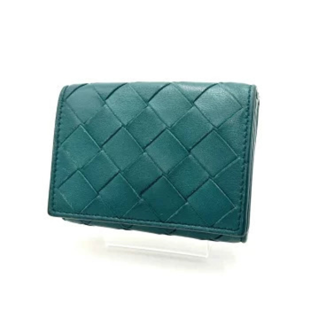 Bottega Veneta Intrecciato Trifold Wallet Compact Leather Green